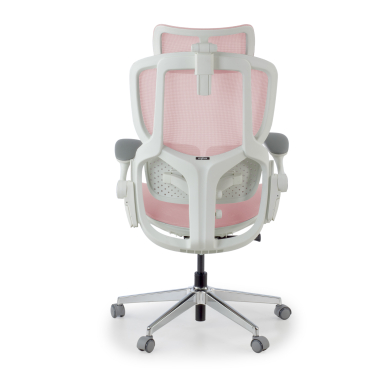 sedia ergonomica bianco rosa erghos one con poggiatesta rete transpirante braccioli regolabili 3d doppio supporto lombare poggiatesta 12