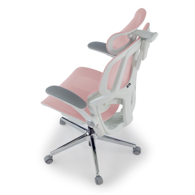 sedia ergonomica bianco rosa erghos one con poggiatesta rete transpirante braccioli regolabili 3d doppio supporto lombare poggiatesta 13