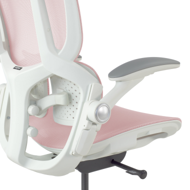 sedia ergonomica bianco rosa erghos one con poggiatesta rete transpirante braccioli regolabili 3d doppio supporto lombare poggiatesta 14