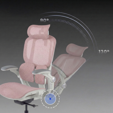 sedia ergonomica bianco rosa erghos one con poggiatesta rete transpirante braccioli regolabili 3d doppio supporto lombare poggiatesta 10