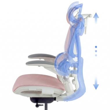 sedia ergonomica bianco rosa erghos one con poggiatesta rete transpirante braccioli regolabili 3d doppio supporto lombare poggiatesta 11