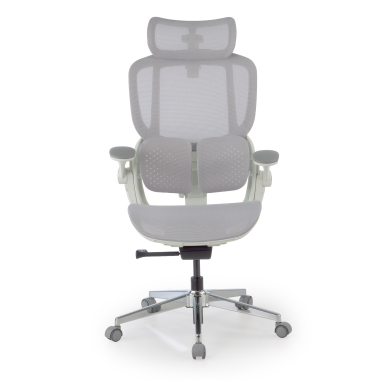 sedia ergonomica bianco grigio erghos one con poggiatesta rete transpirante braccioli regolabili 3d doppio supporto lombare poggiatesta 11
