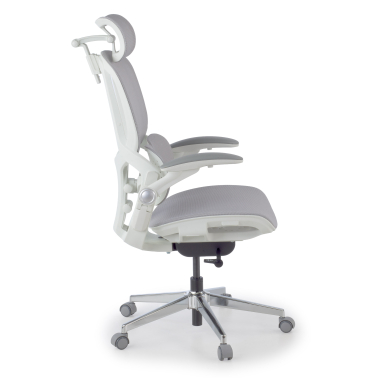 sedia ergonomica bianco grigio erghos one con poggiatesta rete transpirante braccioli regolabili 3d doppio supporto lombare poggiatesta 3