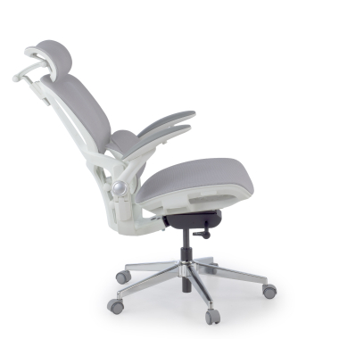 sedia ergonomica bianco grigio erghos one con poggiatesta rete transpirante braccioli regolabili 3d doppio supporto lombare poggiatesta 4