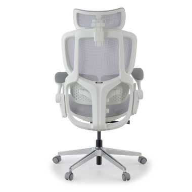 sedia ergonomica bianco grigio erghos one con poggiatesta rete transpirante braccioli regolabili 3d doppio supporto lombare poggiatesta 12