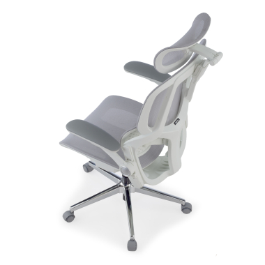 sedia ergonomica bianco grigio erghos one con poggiatesta rete transpirante braccioli regolabili 3d doppio supporto lombare poggiatesta 13