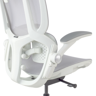 sedia ergonomica bianco grigio erghos one con poggiatesta rete transpirante braccioli regolabili 3d doppio supporto lombare poggiatesta 14