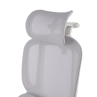 sedia ergonomica bianco grigio erghos one con poggiatesta rete transpirante braccioli regolabili 3d doppio supporto lombare poggiatesta 15