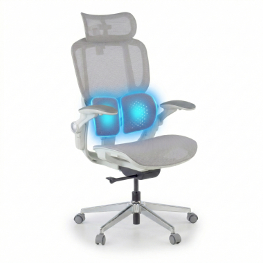 sedia ergonomica bianco grigio erghos one con poggiatesta rete transpirante braccioli regolabili 3d doppio supporto lombare poggiatesta 7