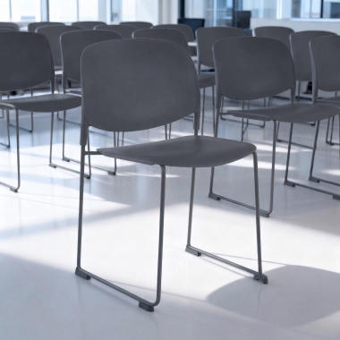 sedia da conferenza grigio senza bracci di plastica senza braccioli 2