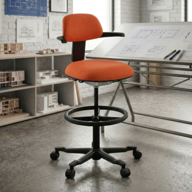 sgabello ergonomico arancione erghos tessuto senza braccioli 2