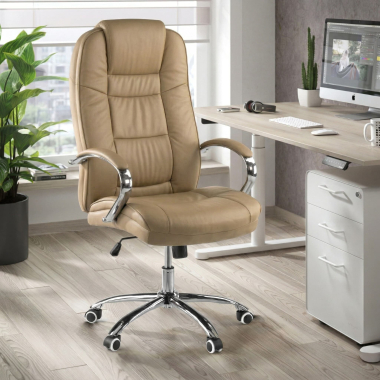 poltrona da ufficio beige adana ecopelle braccioli imbottiti 2
