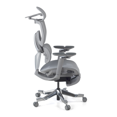 sedia ergonomica grigio erghos x4 pro rete transpirante braccioli regolabili 6d doppio supporto lombare poggiatesta poggiapiedi estensibile 12