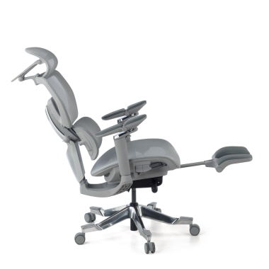 sedia ergonomica grigio erghos x4 pro rete transpirante braccioli regolabili 6d doppio supporto lombare poggiatesta poggiapiedi estensibile 13