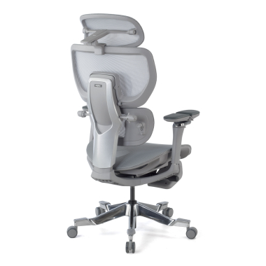sedia ergonomica grigio erghos x4 pro rete transpirante braccioli regolabili 6d doppio supporto lombare poggiatesta poggiapiedi estensibile 14
