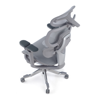 sedia ergonomica grigio erghos x4 pro rete transpirante braccioli regolabili 6d doppio supporto lombare poggiatesta poggiapiedi estensibile 15