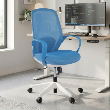 sedia girevole blu whisper rete transpirante braccioli fissi 2