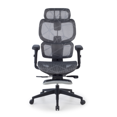 sedia ergonomica grigio every rete transpirante braccioli regolabili 3d poggiatesta poggiapiedi estensibile 5