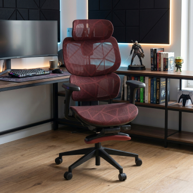 sedia ergonomica rosso every rete transpirante braccioli regolabili 3d poggiatesta poggiapiedi estensibile 2