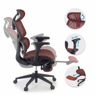 sedia ergonomica rosso every rete transpirante braccioli regolabili 3d poggiatesta poggiapiedi estensibile 5