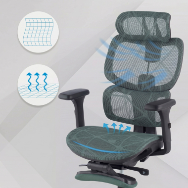 sedia ergonomica verde every rete transpirante braccioli regolabili 3d poggiatesta poggiapiedi estensibile 6