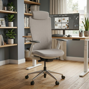 sedia ergonomica beige gemini tessuto braccioli regolabili 4d 2