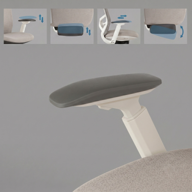 sedia ergonomica beige gemini tessuto braccioli regolabili 4d 7
