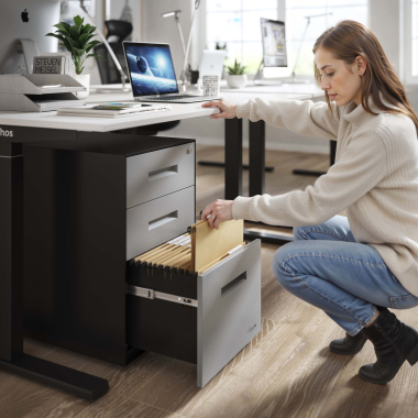 cassettiera da ufficio alluminio struttura nera metallo 2