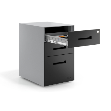 cassettiera da ufficio nero struttura in alluminio metallo 4