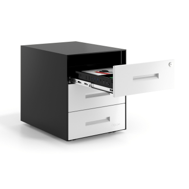 cassettiera da ufficio bianco struttura nera metallo 4