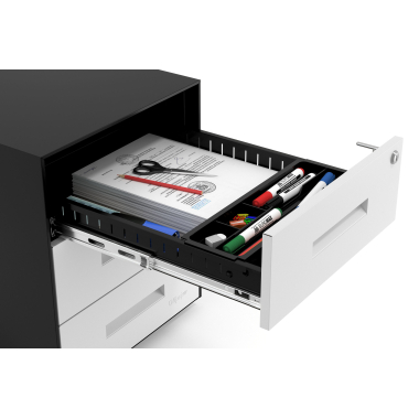 cassettiera da ufficio bianco struttura nera metallo 5