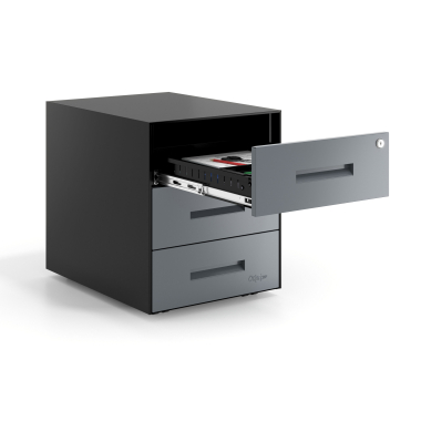 cassettiera da ufficio antracite struttura nera metallo 4