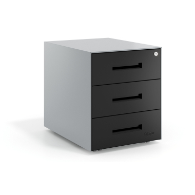 cassettiera da ufficio nero struttura in alluminio metallo 1
