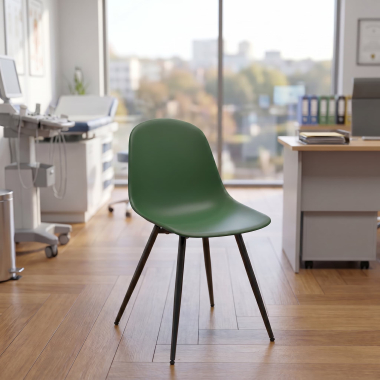 sedia da conferenza verde 4 gambe di plastica senza braccioli 2
