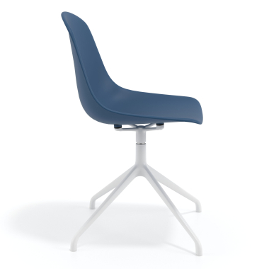 sedia sala riunione bianca blu base piramide di plastica senza braccioli 3
