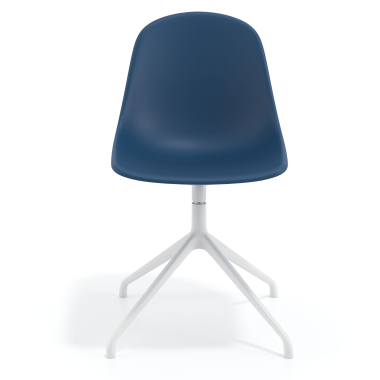 sedia sala riunione bianca blu base piramide di plastica senza braccioli 6