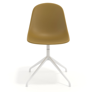 sedia sala riunione bianca senape base piramide di plastica senza braccioli 6