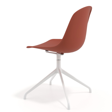 sedia sala riunione bianca rosso base piramide di plastica senza braccioli 5