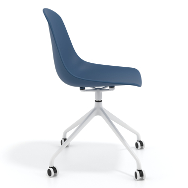 sedia sala riunione bianca blu con ruote di plastica senza braccioli 3