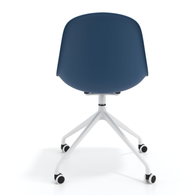 sedia sala riunione bianca blu con ruote di plastica senza braccioli 4