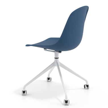 sedia sala riunione bianca blu con ruote di plastica senza braccioli 5