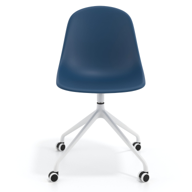 sedia sala riunione bianca blu con ruote di plastica senza braccioli 6