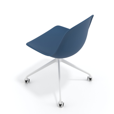 sedia sala riunione bianca blu con ruote di plastica senza braccioli 7