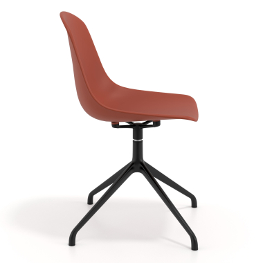 sedia sala riunione rosso base piramide di plastica senza braccioli 3
