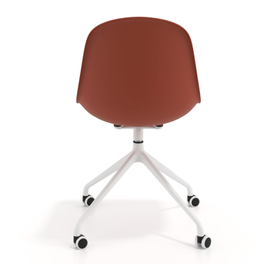 sedia sala riunione bianca rosso con ruote di plastica senza braccioli 4