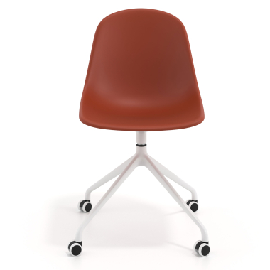 sedia sala riunione bianca rosso con ruote di plastica senza braccioli 6