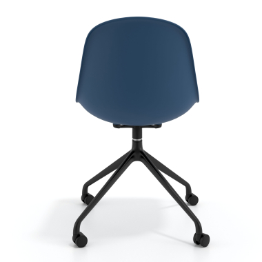 sedia sala riunione nera blu con ruote di plastica senza braccioli 4