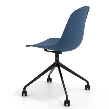 sedia sala riunione nera blu con ruote di plastica senza braccioli 5