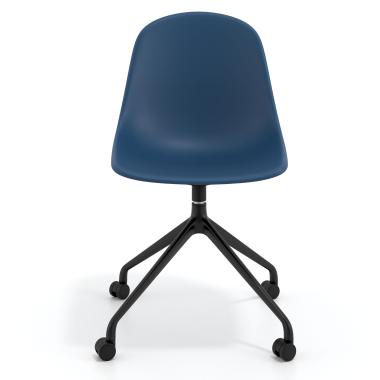sedia sala riunione nera blu con ruote di plastica senza braccioli 6