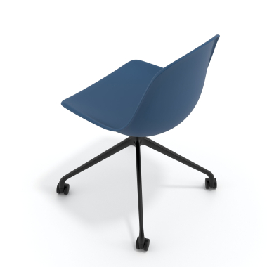 sedia sala riunione nera blu con ruote di plastica senza braccioli 7